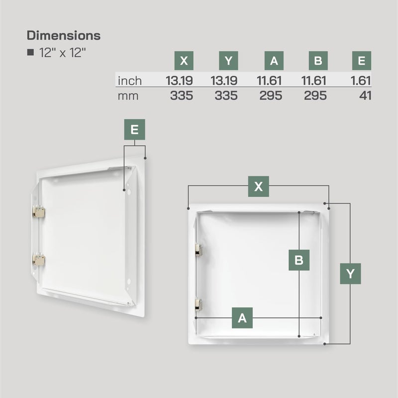 Vent Systems 12'' x 12'' Inch White Metal Access Panel with Click Function - Easy Access Doors - Access Panel for Drywall, Wall, Ceiling - Electrical, Plumbing Service Door - Crawl Space Doors - Image 2